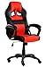 SEATZONE Swivel Office Chair, Racing Car Style Bucket Seat Gaming Chair, Curved High-Back Leather Computer Desk Chair for Home, Office and E-Sports Use, Red