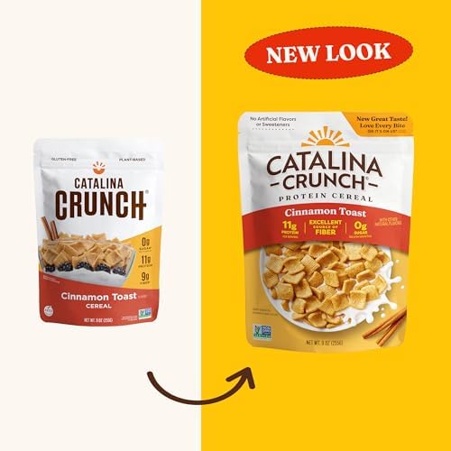 CATALINA CRUNCH PROTEIN CEREAL | SUGAR FREE BREAKFAST CEREAL WITH 11G OF PROTEIN | GLUTEN FREE, KETO FRIENDLY | CINNAMON TOAST – 9 OZ. BAG (PACK OF 1)