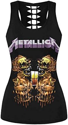 Plustrong Womens Metallica Skull Print Workout Yoga Running Tank Tops Sleeveless Casual Shirts Tops