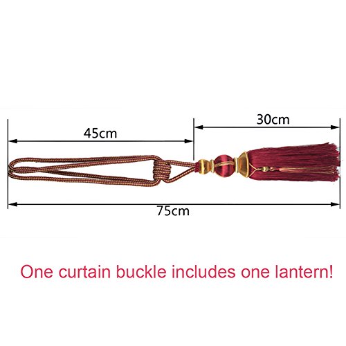 Bestmemories Paired Lantern Single Hanging Ball Tassels Curtains Buckle Sling Binding Lantern Tiebacks Handcrafted Braided Buckle Drapery Curtain Holdbacks Window Treatments for Home (Gold) - Thumbnail 4