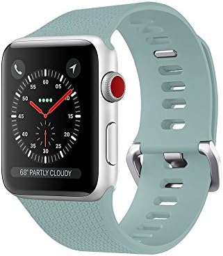 For Apple Watch Band,Ultra-thin Silicone Soft Replacement Sport Band for Apple Watch Series 3/2/1 (38 S/M Turquoise )