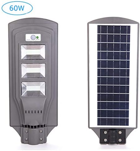 Solar LED Lights, 60W LED Solar Powered Lights Outdoor Wall Stree Lamp - Irradiation Area 110 Square, Radar Sensing + Light Control for Garden, Patio, Walkway Lighting