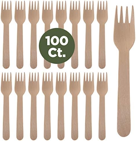 Prexware Biodegradabel Eco-friendly Go green Birchwood Disposable Wooden Forks set of 100