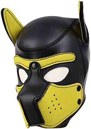 Unisex Rubber Full Face Pup Play Mask Hood Novelty Cosplay Costume Animal Dog Head Masks Toys