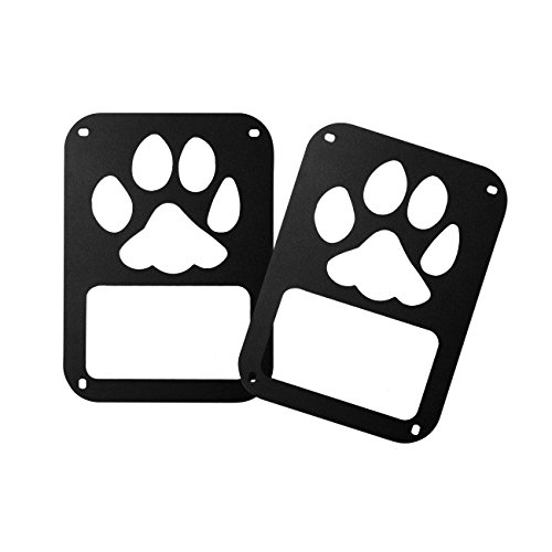 DIYTuning Dog Paw Tail lamp Tail Light Cover Trim Guards Protector for Jeep Wrangler JK JKU Unlimited Rubicon Sahara Sport Accessories Parts 2007 2008 2009 2010 2011 2012 2013 2014 2015 2016 2017