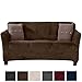 Velvet Plush Stretch Sofa Slipcover. Velvet Sofa Couch Furniture Protector, Soft Anti-Slip, High Stretch for 3 Seat Sofa. (Sofa- 3 Seater, Walnut Brown)