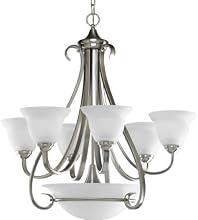 Progress Lighting P4417-09 6-Light Two-Tier Torino Chandelier, Brushed Nickel