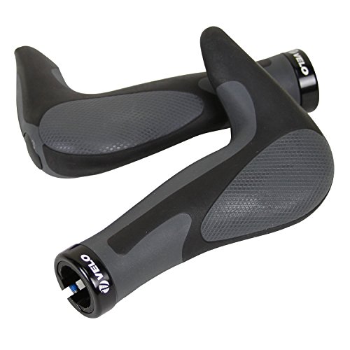 VELO VLG-849AD3 Black/Gray Gel Bicycle MTB Mountain Bike Horn Ergonomic Grips Handlebar Comfort Protector