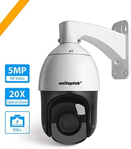 PTZ Camera,H.265 HD 5MP POE IP PTZ Camera Audio Speed Dome CCTV Camera Security Onvif Outdoor Pan Tilt 20X Zoom Laser IR 328ft Night Vison P2P Hisee IP66 Weatherproof (The Microphone is Included)