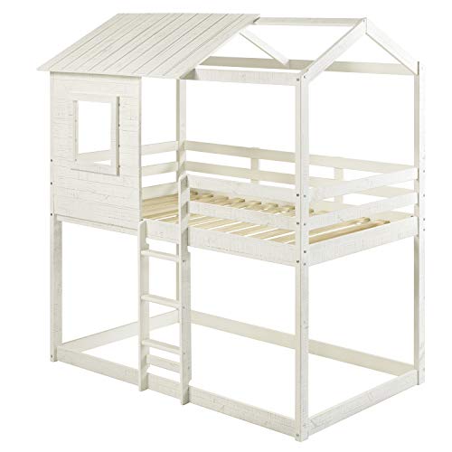 Deer Blind House Bunk Bed Twin Over Twin Bunk Bed for Kids, Toddler