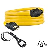 Yodotek 10 FEET Heavy Duty Generator Locking Power Cord NEMA L14-30P/L14-30R,4 Prong 10 Gauge SJTW Cable, 125/250V 30Amp 7500 Watts Yellow Generator Lock Extension Cord with UL Listed