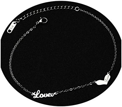 Tupai Womens Girls Stainless Steel Love Heart Bracelet Anklets Size 9" Adjustable