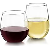Libbey Stemless Wine Glasses for Red and White Wines, Set of 12