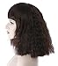 eNilecor Women Short Bob Fluffy Hair Full Wigs with Bangs Heat Resistant Kinky Straight Custom Cosplay Party Wigs (Dark Brown)