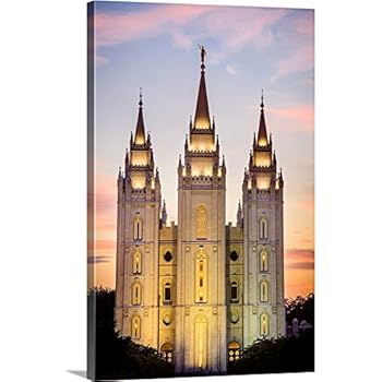 GREATBIGCANVAS Salt Lake Temple, Sunset, Salt Lake City, Utah Canvas Wall Art Print, 12