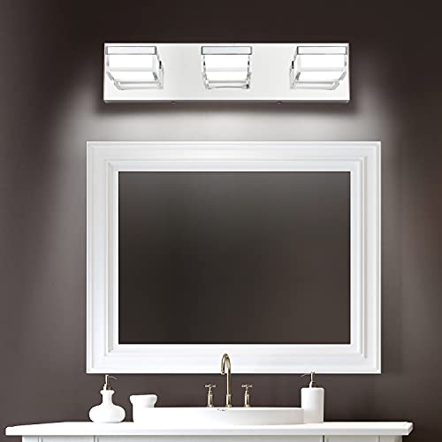 SOLFART Modern Dimmable Gloss Chrome Led Vanity Light for Bathroom