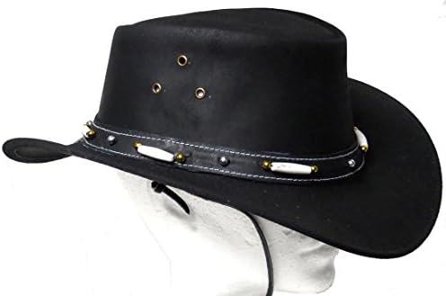 Genuine Cowhide Leather Western Cowboy Hat BLACK # 2697 US (Large)