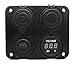 Cllena Dual USB Charger + LED Voltmeter + 12V Power Socket + ON-Off Button Switch Four Hole Panel for Car Boat Marine Truck Motorcycle RV ATV Vehicles GPS Mobile Phone Camera Mp3