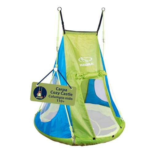 HUDORA Cosy Castle Tent Cover - Blue/Lemon Tent for Nest Swing 90 & 110/120 - Polyester Indoor/Outdoor Canopy for Children & Adults