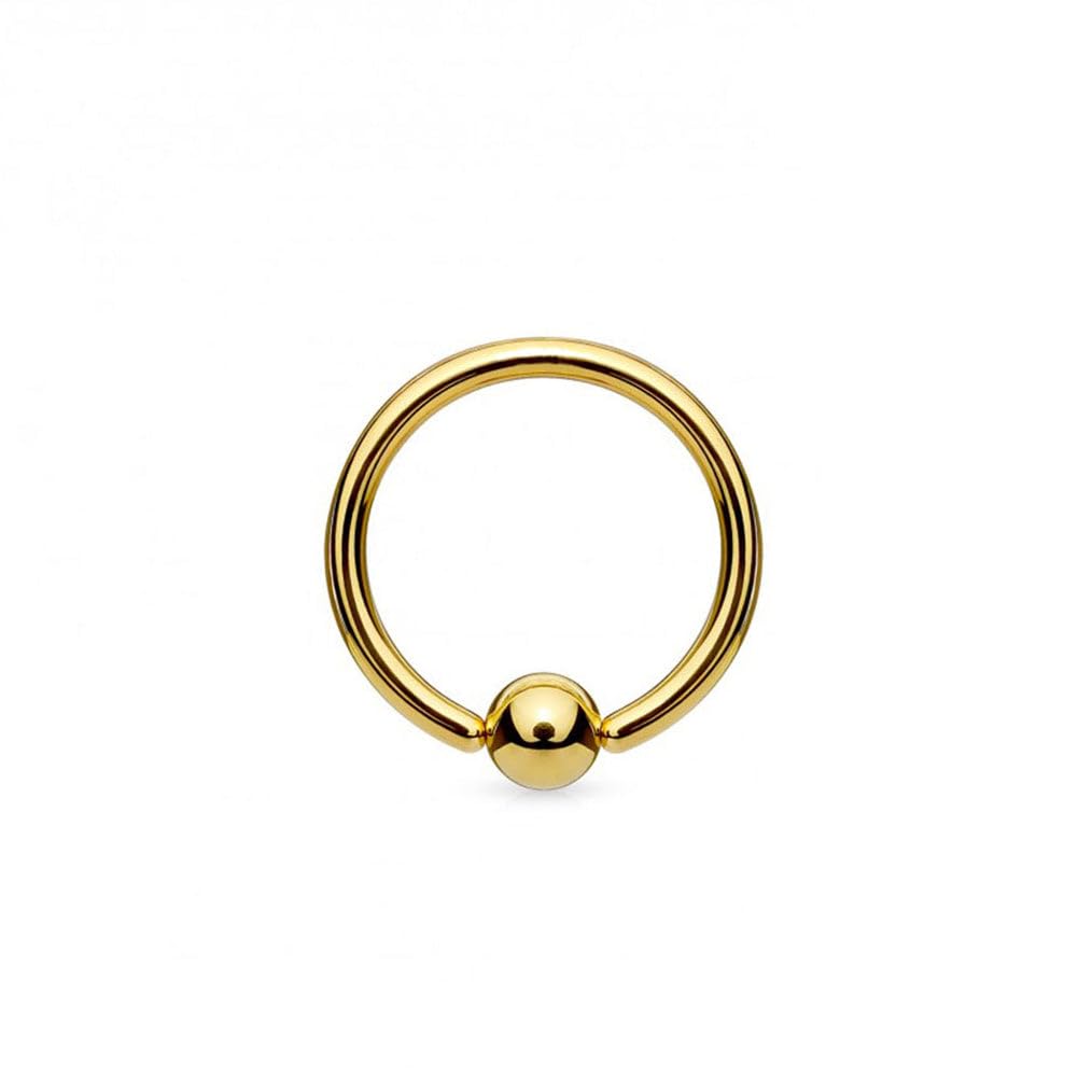 Monde Petit 9ct Yellow Gold Piercing Barbell Hoop ball pressure 4 mm