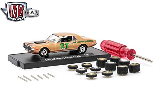 M2 Machines 1968 Mercury Cougar R-Code (Nugget Gold Metallic w/Semi-Gloss Black Stripe) - Auto-Wheels Release 5 2017 Castline Premium Edition 1:64 Scale Die-Cast Vehicle Kit (R05 17-04)