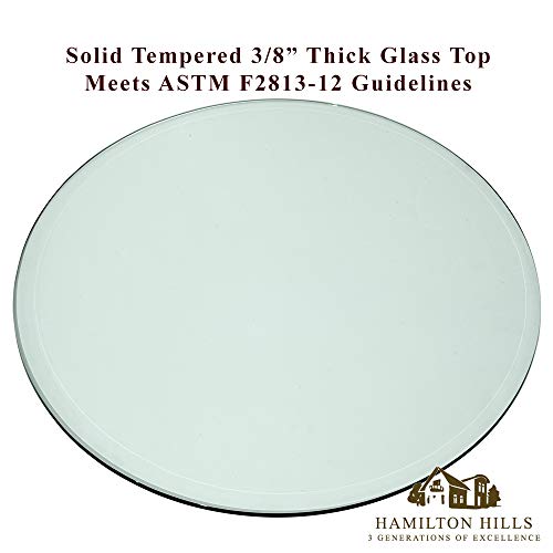 28 Inch Beveled Glass Table Top | 3/8" Thick Tempered Polished Edge | 28" Diameter 1" Bevel Premium Round Circular Plate Glass | Perfect Circle - Thumbnail 3