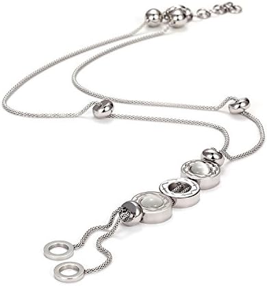 Rommy Roland Titanium Steel Necklace Plating with Opal Crystals Pendant Chain for Women Girls