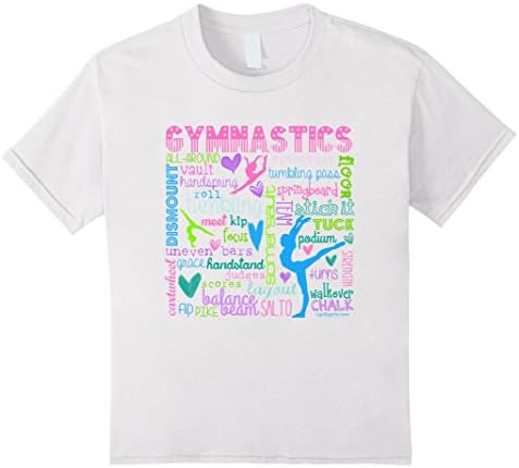 Kids Golly Girls: Pastel Gymnastics Typography T-Shirt 12 White