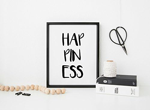 Happiness Print, Scandinavian Home Decor,Monochrome Typography Print, Prints for Nursery, Different sizes available, Print Unframed