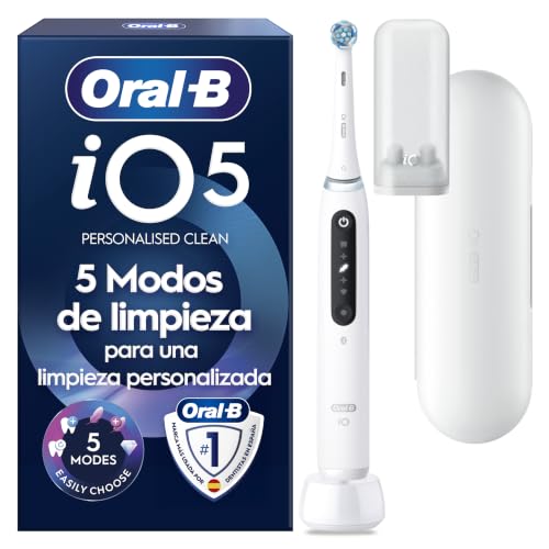 Oral-B iO 5N Cepillo de Dientes Eléctrico con 1 Cabezal, Blanco - Cepillo Dental con 5 Modos de Cepillado con Blanqueamiento Dental, Sensor de Presión, Batería de Larga Duración, Estuche de Viaje