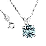.925 Sterling Silver Aqua Blue 2.00 Carat Total Weight Pendant Necklace,18