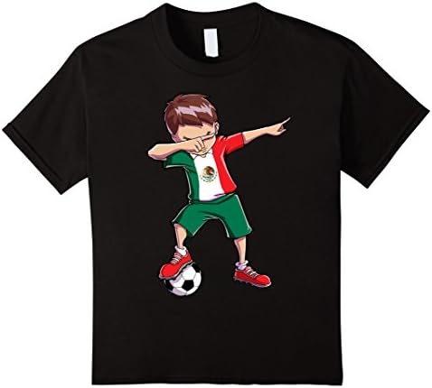 Kids Dabbing Soccer T shirt for Boys Mexico Mexican Football Gift 12 Black