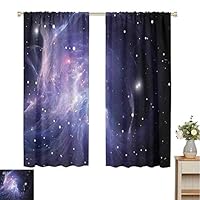 hengshu Outer Space Room Darkening Curtains for Bedroom Space Nebula in Galaxy Complex Energy Movements Cosmos Theme Inspiring Print Bedroom Decor Blackout Shades W52 x L36 Inch Navy Purple