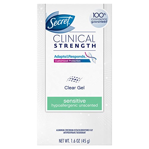 UPC 037000921882, Secret Clinical Strength Clear Gel Unscented Sensitive Hypoallergenic Women&#39;s Antiperspirant Deodorant, 1.6 Ounce