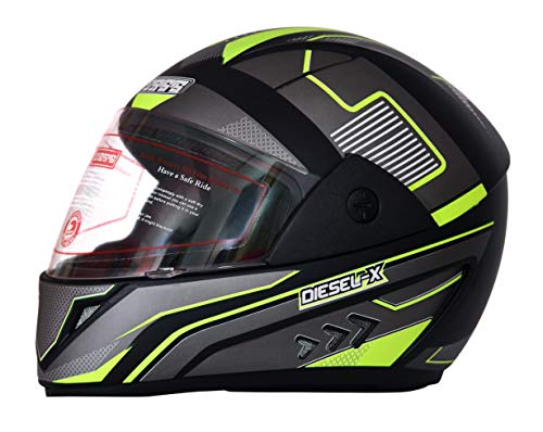 Dass Diesel-X(ISI) Full Face Helmet Black (Neon Graphic) Size – L (Clear Visor)