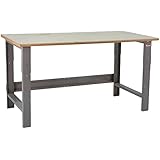 BenchPro Workbench Gray Frame with Particle Board Top, 1200 lbs Capacity, 48" Length x 24" Depth x 30-36" Height