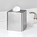 mDesign Metal Square Tissue Box Cover for Bathroom - Modern Steel Holder/Dispenser for Paper Facial Tissues - Bathroom Tissue Box Cube for Counter - Avia Collection - 4 Pack - Brushed Stainless Steel