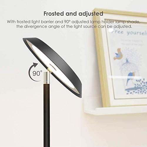 Floor lamp, Lamps For Living Room, LED Dimmable Modern Tall Standing Pole Light, TECKIN Touch Control Reading Light for Bedrooms Offices,3000K Warm White, 20W, Black