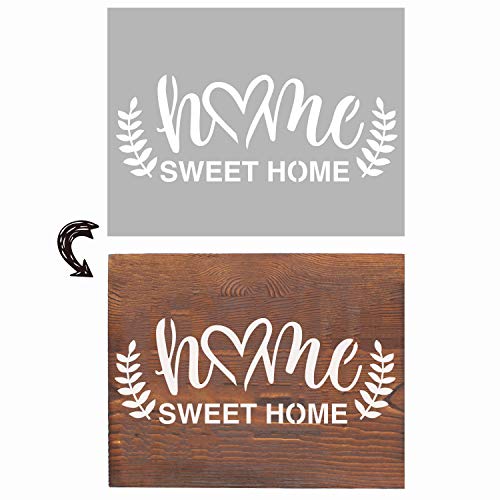 Agantree Home Sweet Home Stencils 13x9inch - Inspirational Word Stencils Template for Drawing Painting Spraying a Wood Floors Furniture Paper Window Glass Door Wall Sign - Thumbnail 4