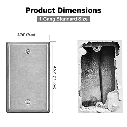 [10 Pack] BESTTEN No Device Stainless Steel Wall Plates with White or
