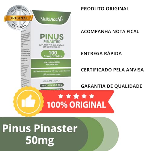 Pinus Pinaster Aiton 50mg 100 Comprimidos Multiactive Extrato Seco Casca Pinheiro Marítimo OPC Antioxidante Circulação Sanguínea Melasma Saúde Vascular Anti-Aging Natural Procianidinas