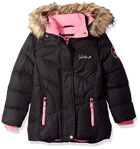 Weatherproof Girls' Bubble Jacket with Faux Fur Trim Hood