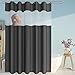 Eforcurtain Large Size 72 Inch Wide by 84 Inch Long Bath Curtains Waterproof Machine Washable Charcoal Cloth Shower Curtain with White Organza Stripe at Top