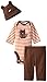 Gerber Baby-Boys Newborn 3 Piece Bodysuit Cap and Pant Set, Orange/Brown Beaver, 3-6 Months