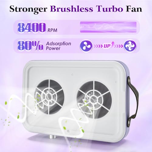 Professional Nail Dust Vacuum Cleaner, Nail Dust Vacuum Cleaner 8400 RPM, Nail Dust Extractor Powerful Double Suction with Filter and Handle 10 Speed Adjustable Nail Vacuum Cleaner Manicure