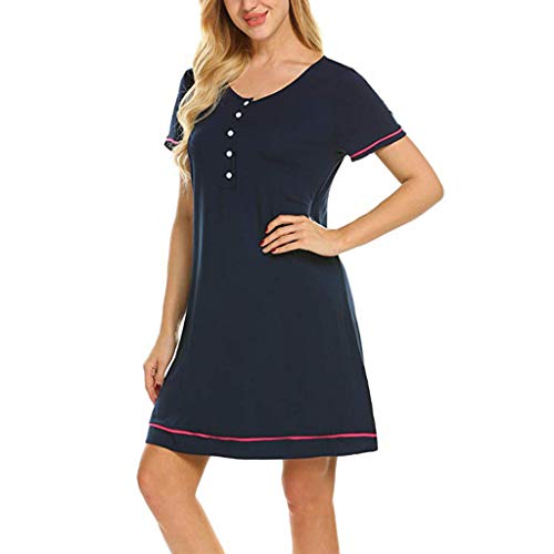 Sttech1 Maternity Gown Womens Nursing Nightwear Button Up Hospital Nightdress