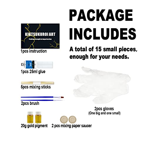 Kintsugi Repair Kit, Repair Your Meaningful Pottery with Gold Powder Glue, Starter Ceramic