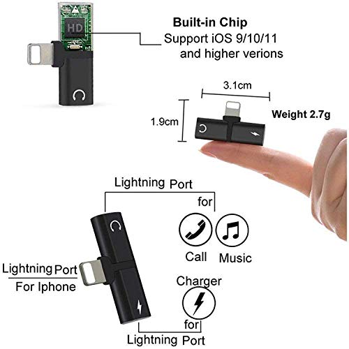 Aine Present 2 in 1 Mini Portable Charging Metal Splitter Audio Charger Adapter for iPhone X 7 8 Plus