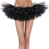 Women's Classic 5 Layered LED Light Up Tutu Skirt Party, Black