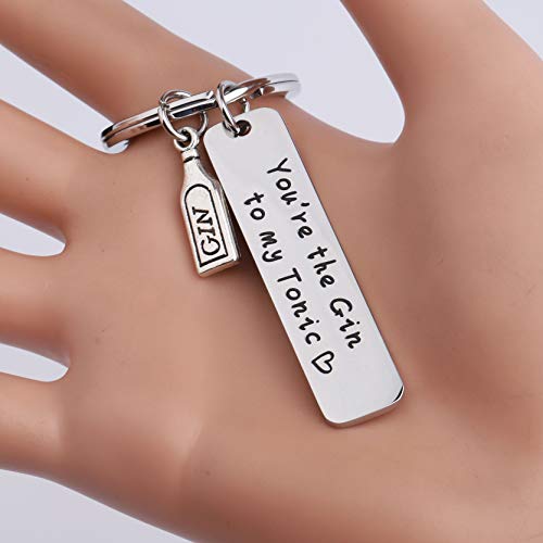 KUIYAI Best Friend Couples Keychain You're The Gin to My Tonic Gifts (Silver)